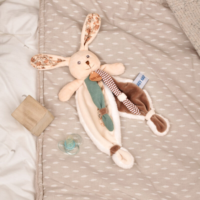  - les poupis - lapin beige marron blanc 25 cm 
